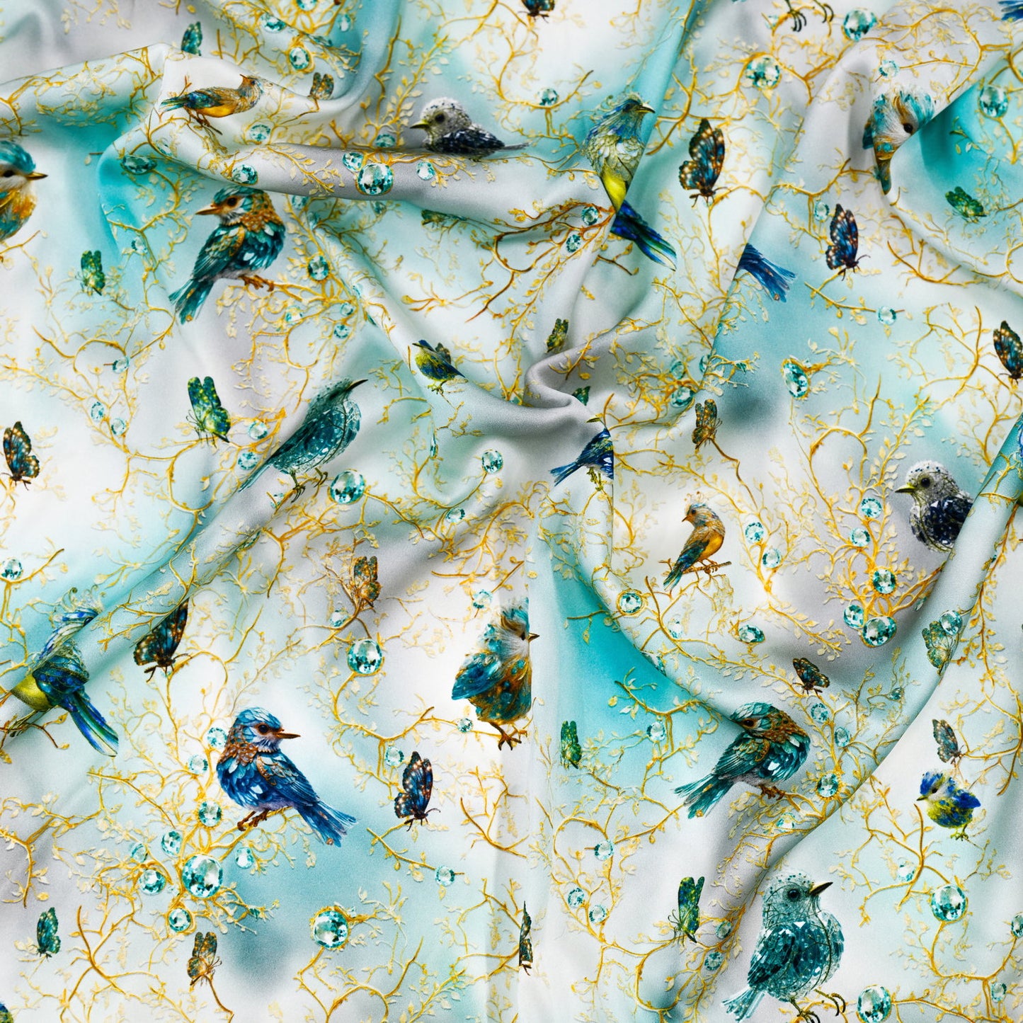 Aszak zijde vogel/blauw inhoud 3,5 liter