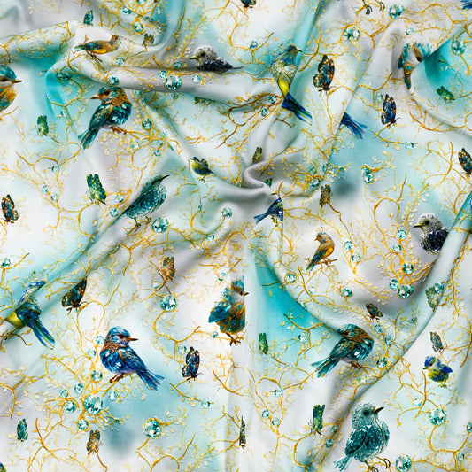 Aszak zijde vogel/blauw inhoud 3,5 liter